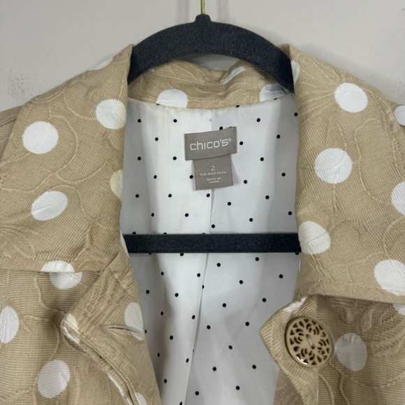 Chico’s Pleat-Back Jacket in Beige Polka Dot size 12/14 Large - Picture 4 of 11